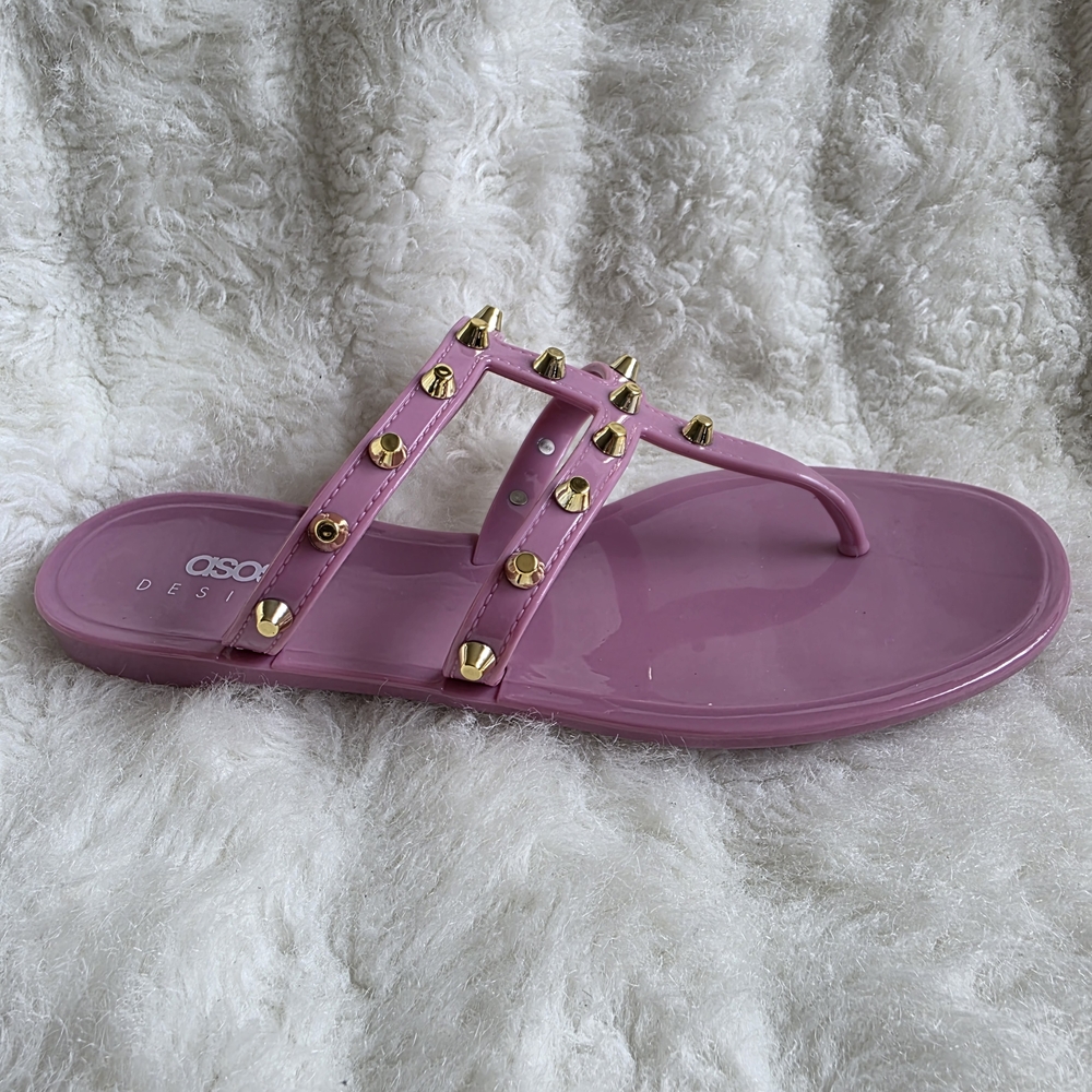 ASOS Pink Studded Rubber Sandals Size 5